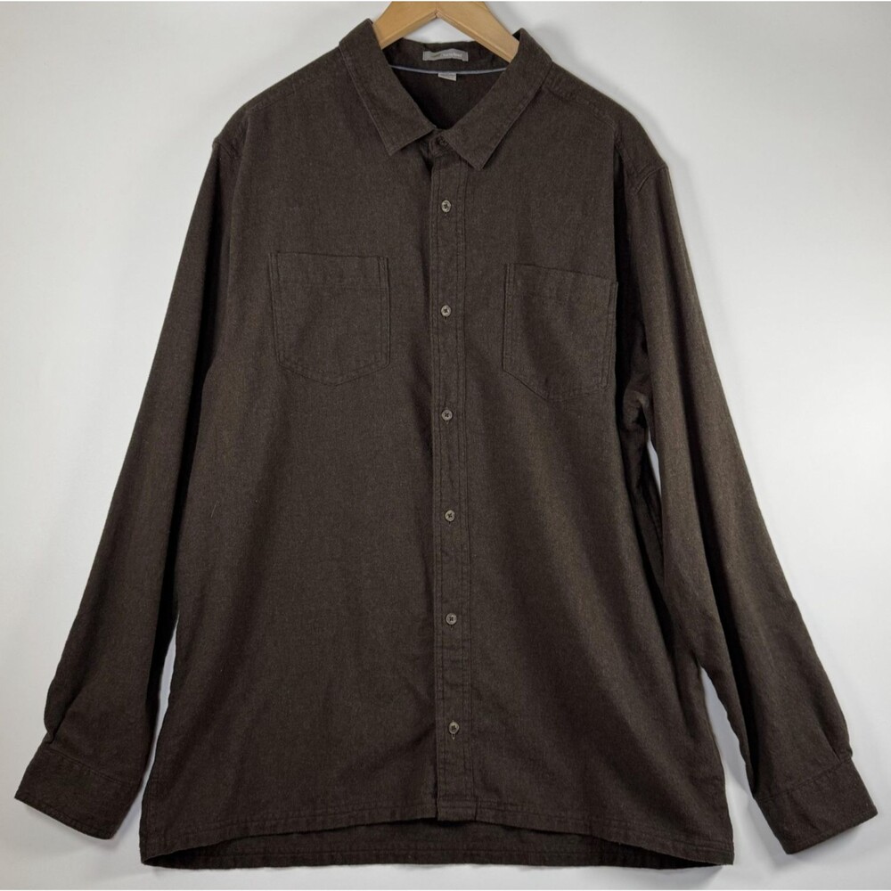 Horny Toad Flannagan Shirt Mens Large Brown Organic Cotton Casual Button‎ Down
